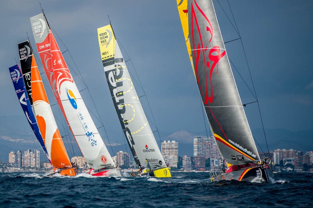 October 3, 2014. The fleet during the practice Race start in Alicante.